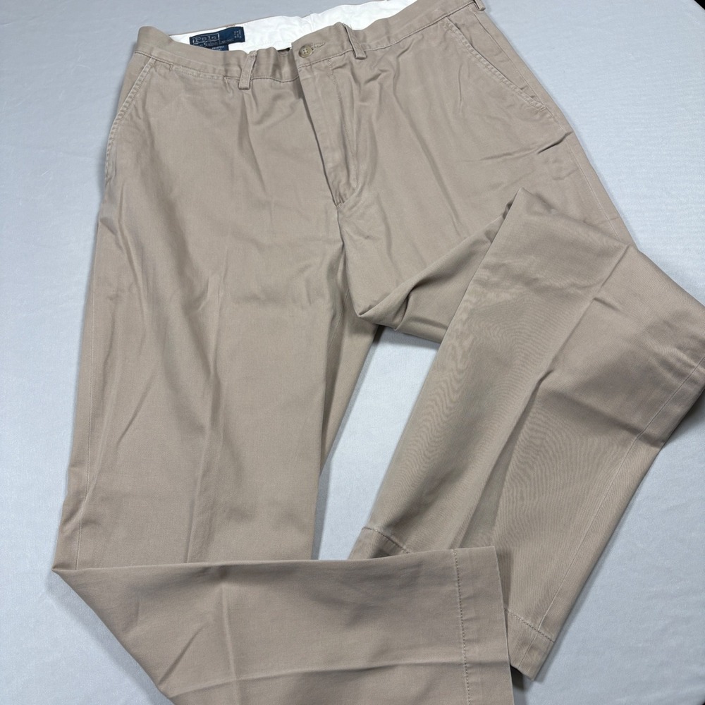 Polo Ralph Lauren Prospect Pant Mens 34/30 Khaki Classic Chino‎ Trousers Cotton